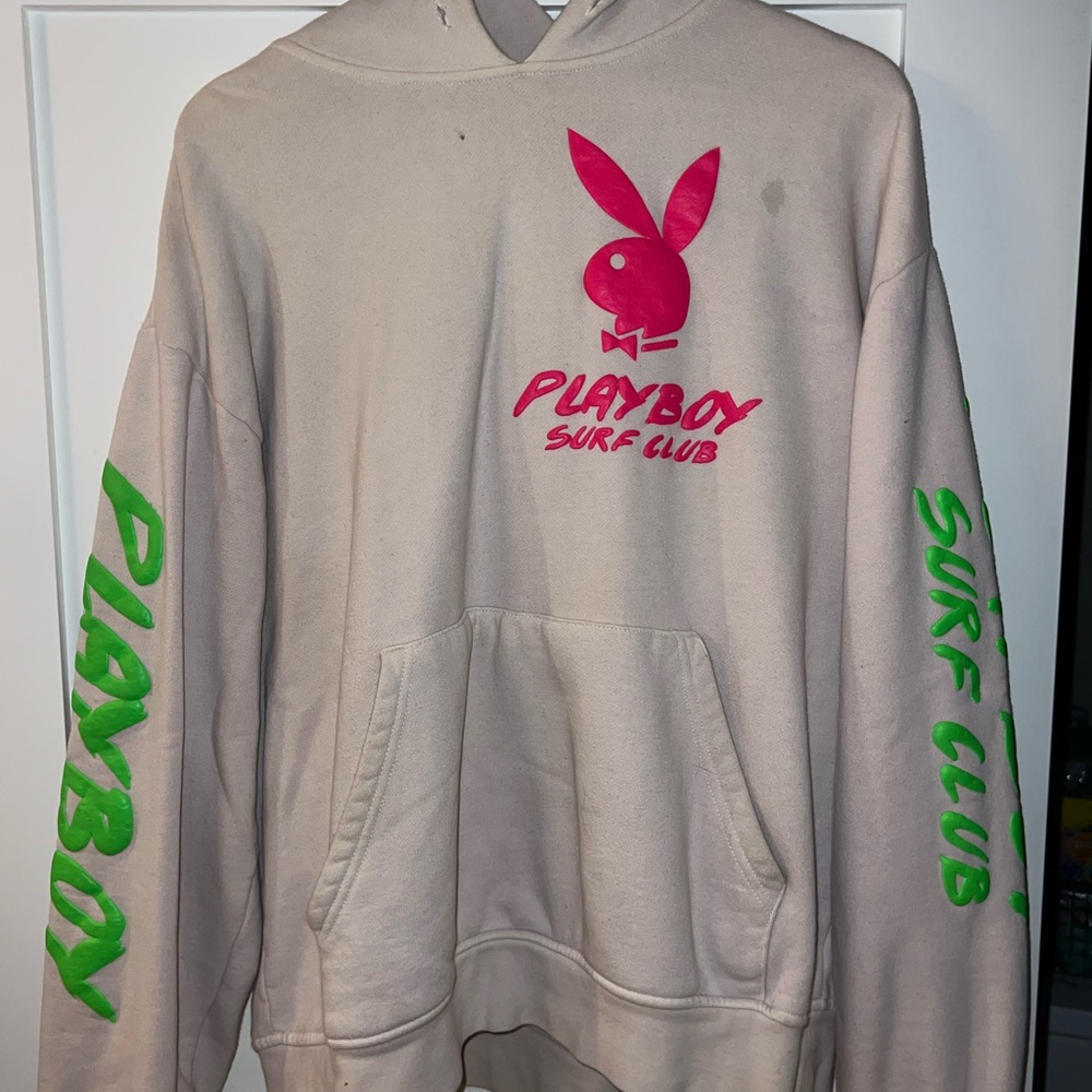 Playboy by pacsun men’s hoodie. Retro colors, neon pink and green. Size medium.